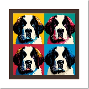 Pop Retro Saint Bernard Puppy Art Painting - Cute Puppy Posters and Art